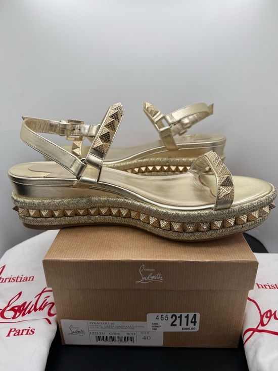 Christian Louboutin Pyraclou Platine Stud Platform Sandals - Picture 12 of 12